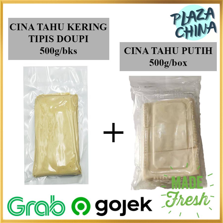 

Cina Tahu Kering Tipis Doupi 1 bungkus 500g +Tahu Cina Putih 1box 500g