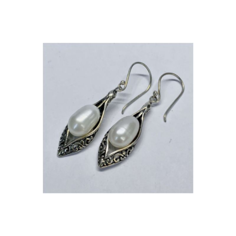 Bali 925 Silver Earrings with Pearl