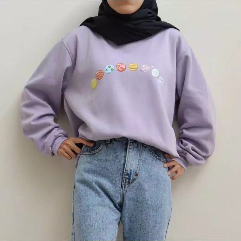 SWEATER CREWNECK WANITA PLANET STREET OBLONG  / SWEATER CREWNECK  WANITA TEBAL