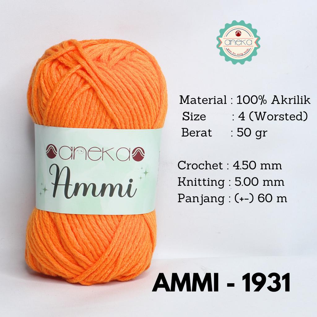 Benang Rajut Ammi / 100% Acrylic / 6 Ply Akrilik - 1931 (Orange Wortel)