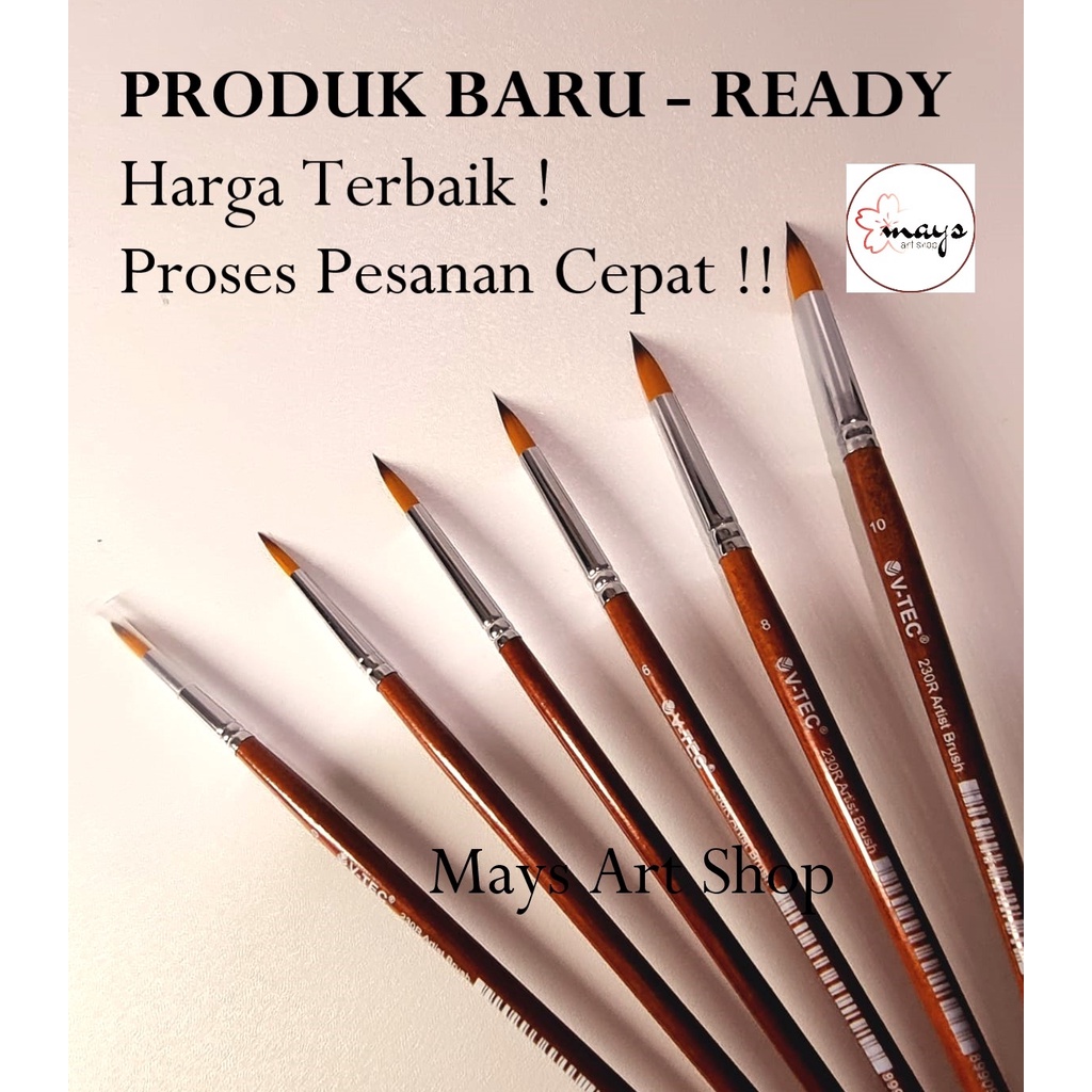 

Kuas Lukis Round V-Tec 230R Ujung Lancip Satuan / Vtec Artist Paint Brush 230 R Gagang Pendek