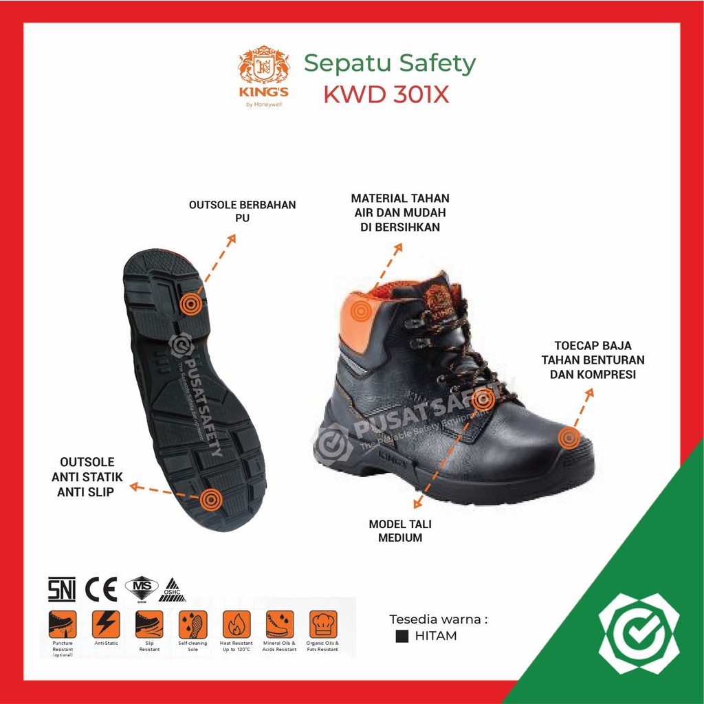 Kings KWD 301x Sepatu Safety Boots Kerja Proyek Lapangan