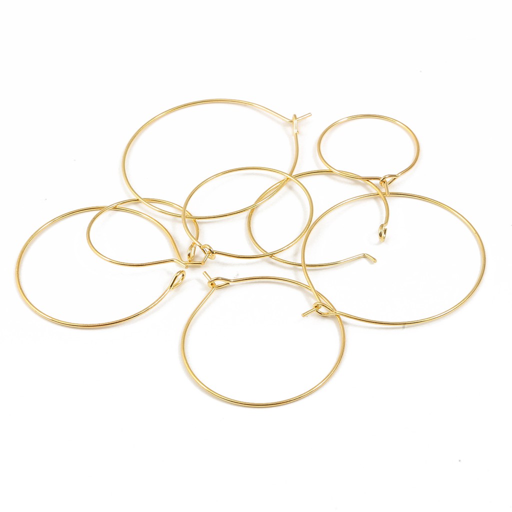 50 PCS Metal Wire Circle Earrings Beading Hoops Gold Silver Plated Wine Glass Charm Rings For DIY Earring Jewelry Making Findings