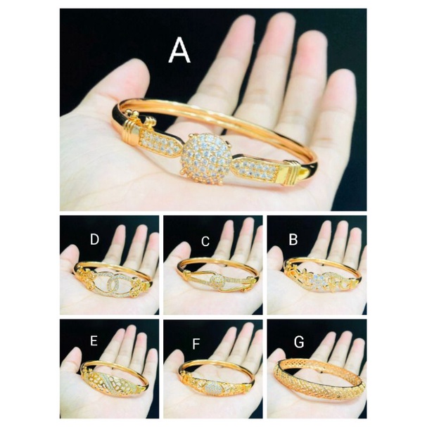 Ramk673. Gelang xuping wanita lapis emas dgn mata zircon