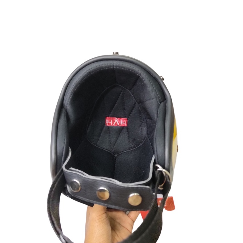 Helm Slim Head Motif Api Kuning Ungu