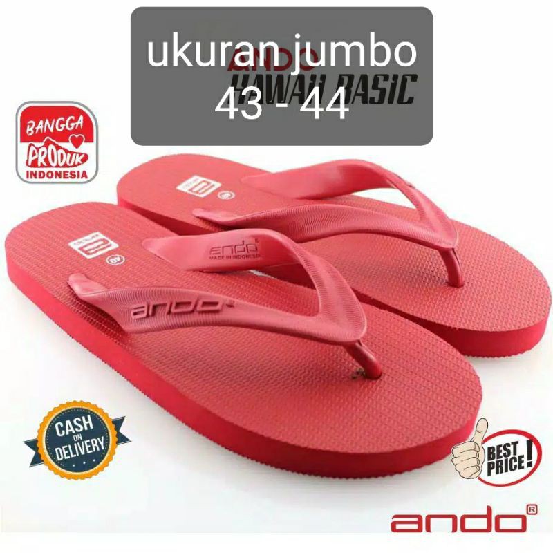 Ando Hawaii Size BESAR 43, 44, 45, 46 Sandal Jepit Pria Ukuran Jumbo Sendal Laki Big Size Ando Original