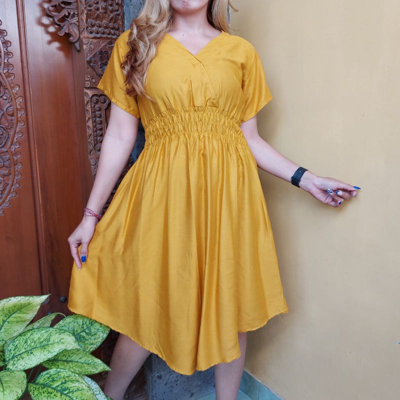 DRESS MOZA PENDEK POLOS