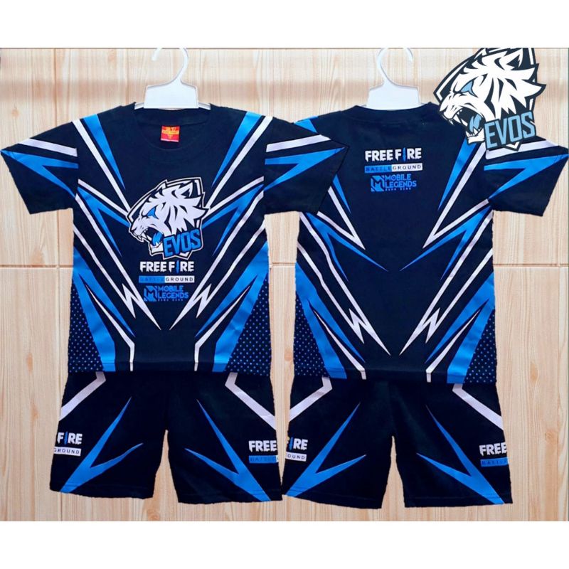 Setelan kaos anak motif free fire / kaos anak FF / Baju anak mobile squad / Baju anak gambar ff 1-10