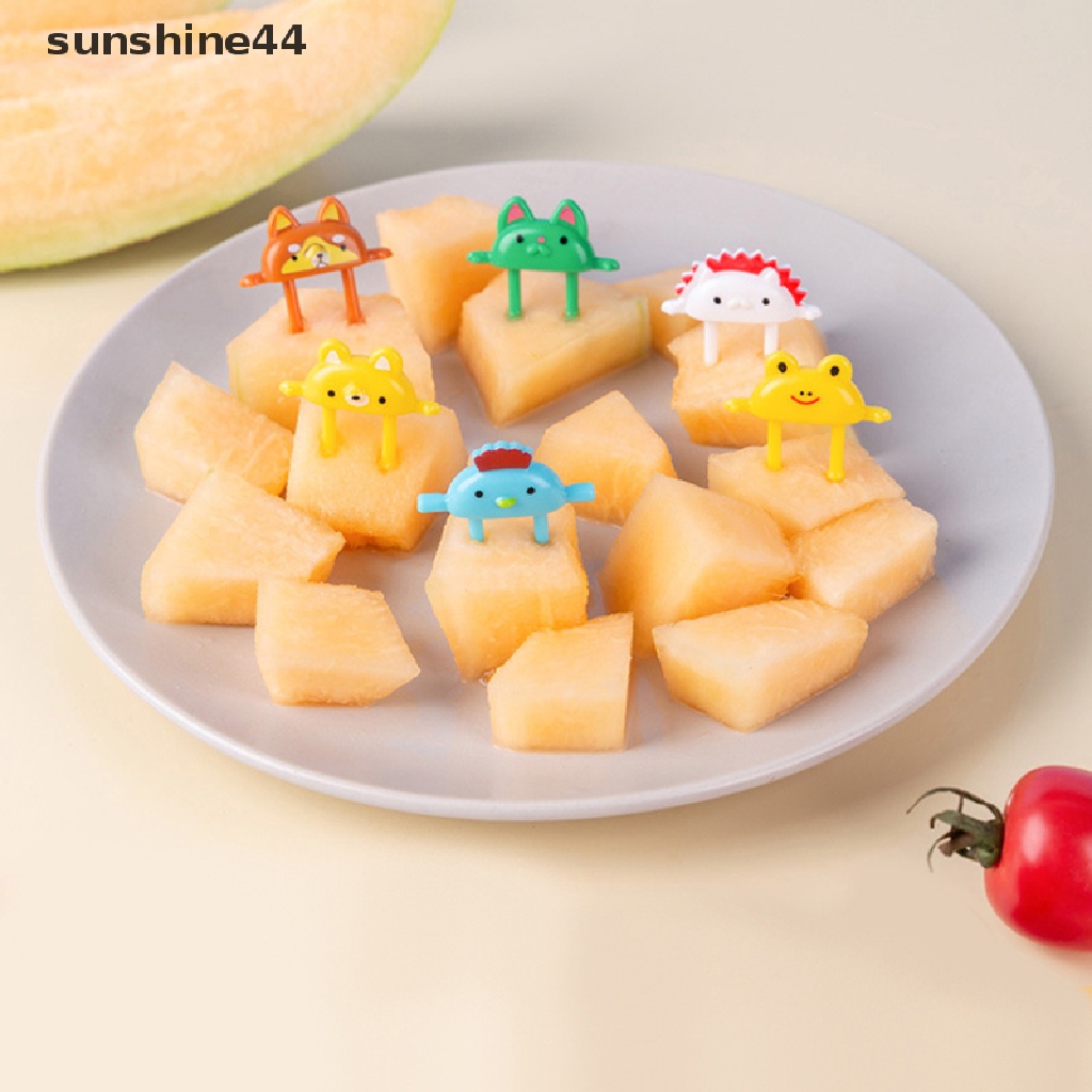 Sunshine 6Pcs Garpu Buah / Dessert / Bento Bentuk Kartun Hewan Lucu