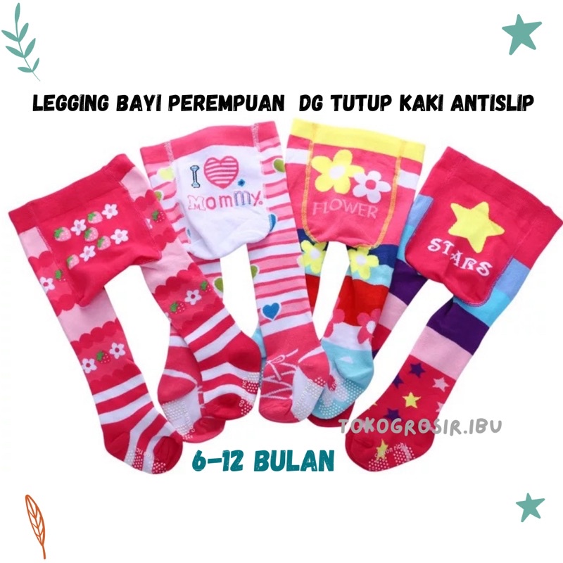 Legging Anak Bayi Perempuan Dengan Tutup Kaki Celana Panjang Leging Anak Bayi Perempuan Baby Import