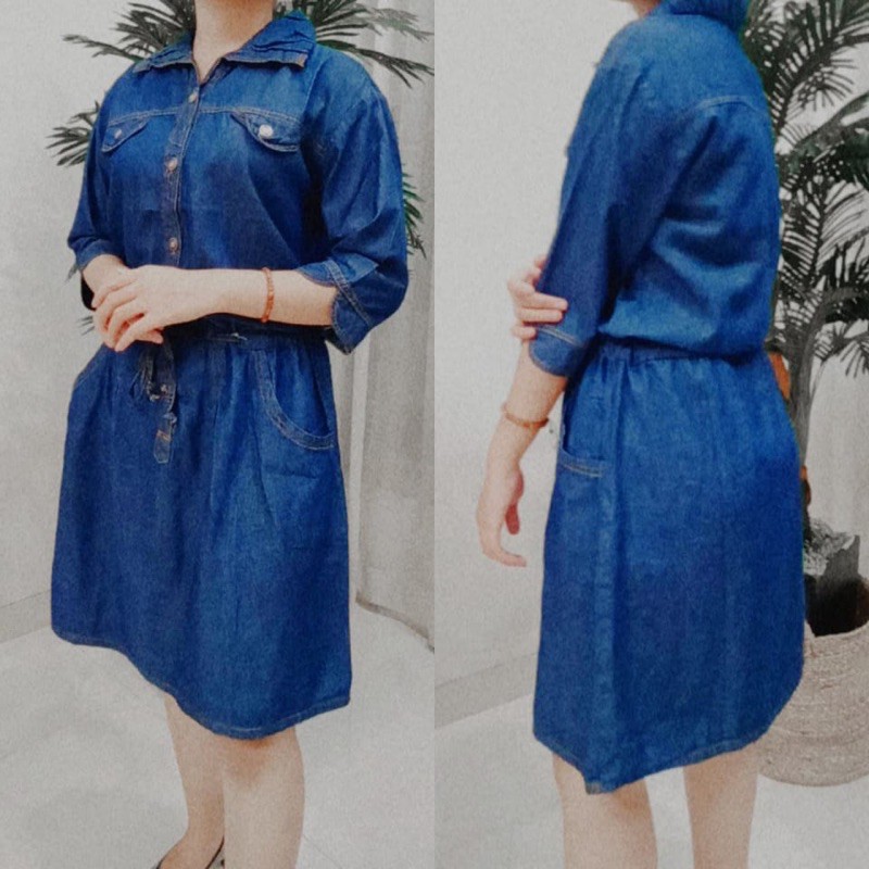 terusan kemeja jeans wanita