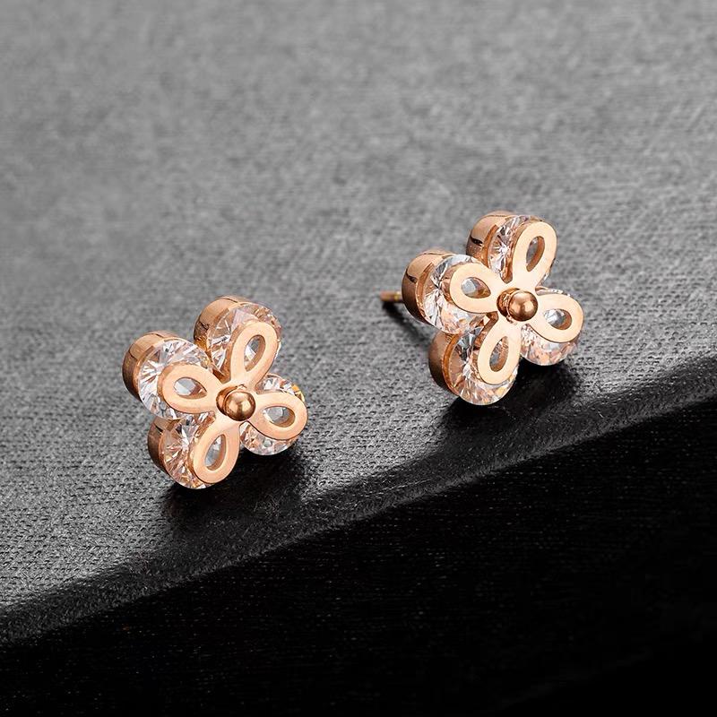 COD! anting titanium stud bunga diamond anti karat import