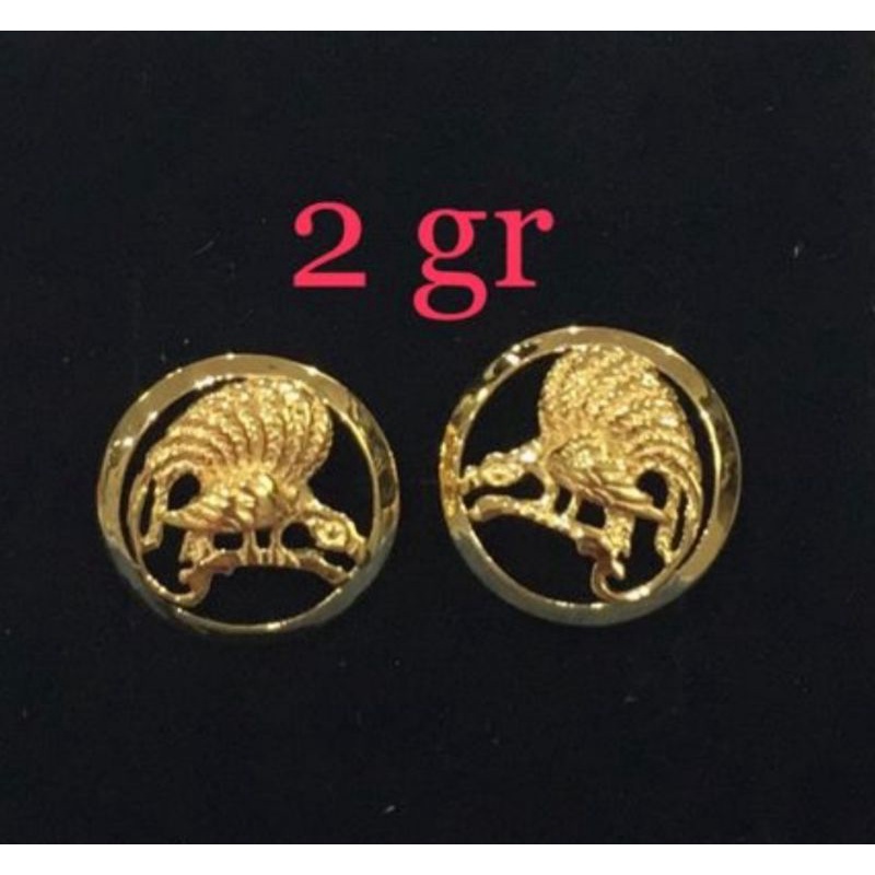 giwang emas asli kadar 875 giwang anting cendrawasih bulat