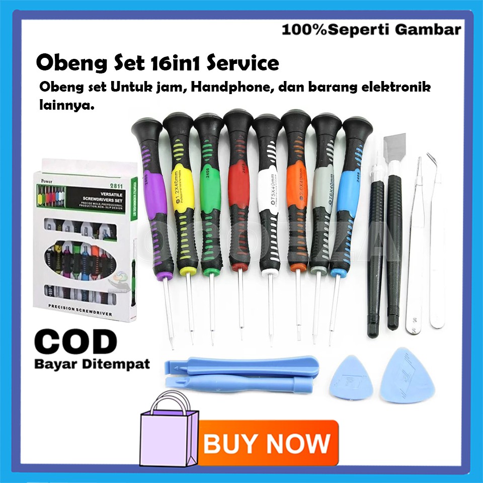 ALAT OBENG SET SERVICCE HP HANDPHONE JAM BARANG ELEKTRONIK LAINNYA 16 in1 Repair Tool Kit VA199