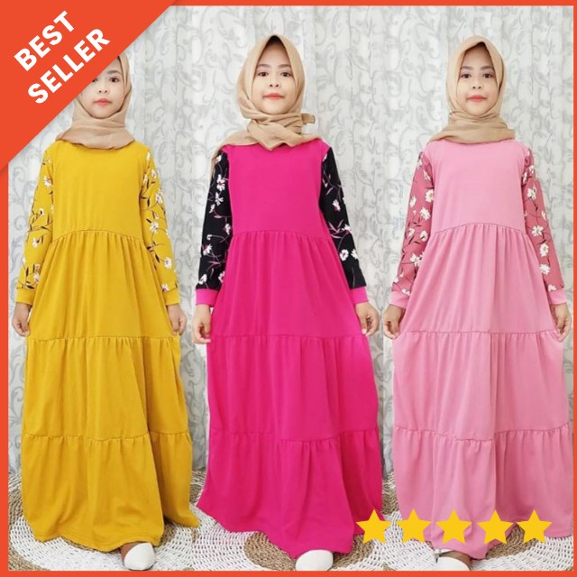 [4-12T] GAMIS ANAK TANGGUNG SUSUN /GAMIS ANAK MODEL SUSUN SERUT REMPEL / GAMIS CANDA ANAK MONALISA