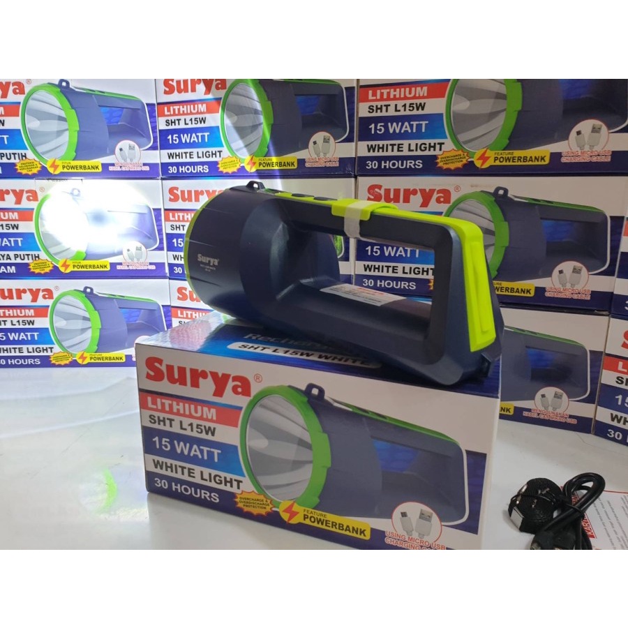 Surya Lampu Senter Emergency Plus Powerbank SHT L15W