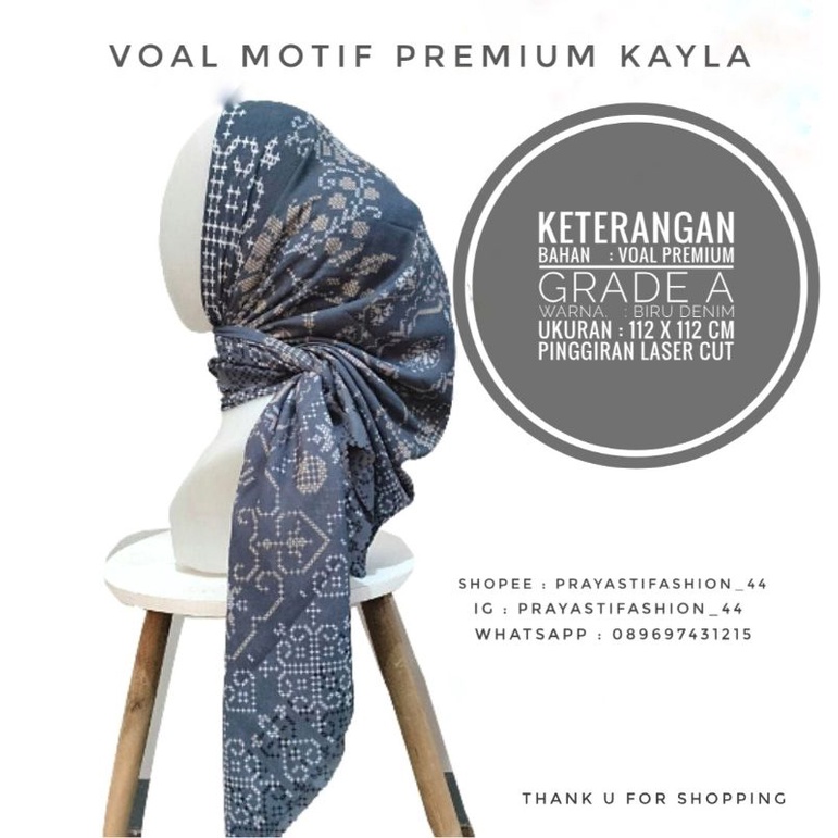 Voal Motif Premium Kayla segiempat /Hijab segiempat / Hijab motif / Hijab modern /Fashion wanita / H