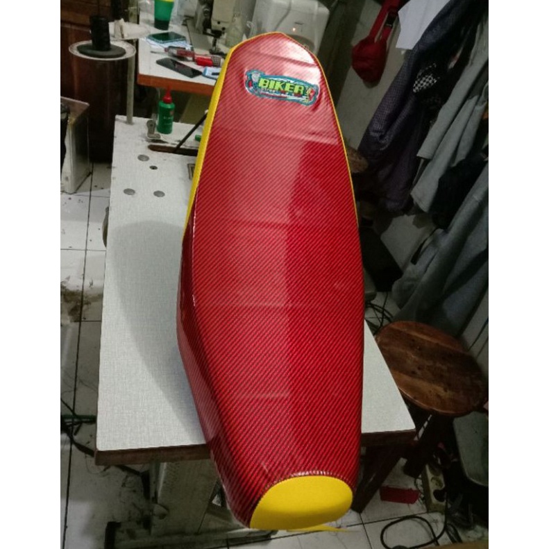 Jok slim Mio soul GT 115 bahan atom Ori - Jok Mio soul GT 115 kulit karbon