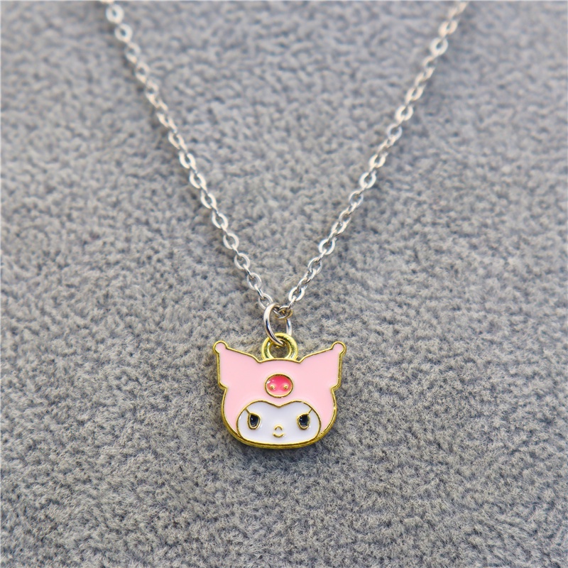 Kalung Dengan Liontin Kartun Beruang Kuromi Bahan Stainless Steel Untuk Wanita