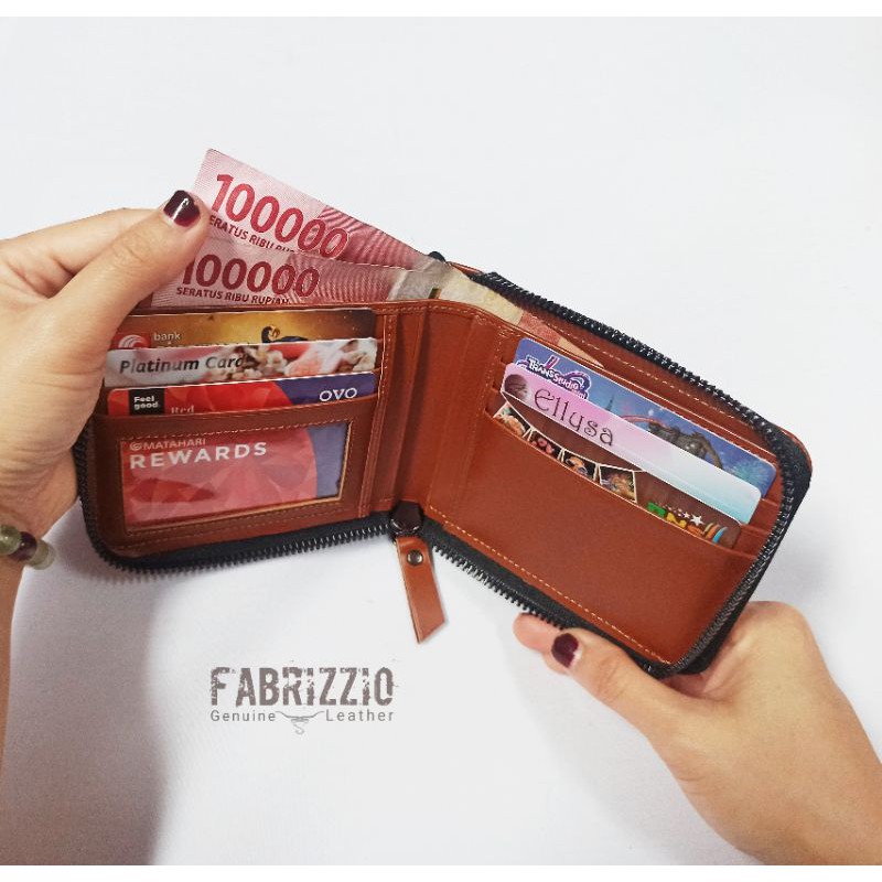 dompet pria wanita berpengaman kulit asli