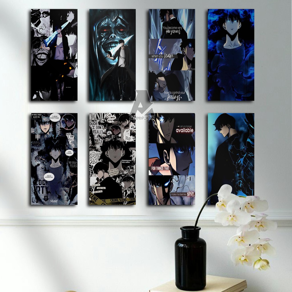 POSTER KAYU Hiasan dinding SOLO LEVELING Hiasan Kamar Poster Kayu 15x30cm Pajangan Rumah/ dekorasi