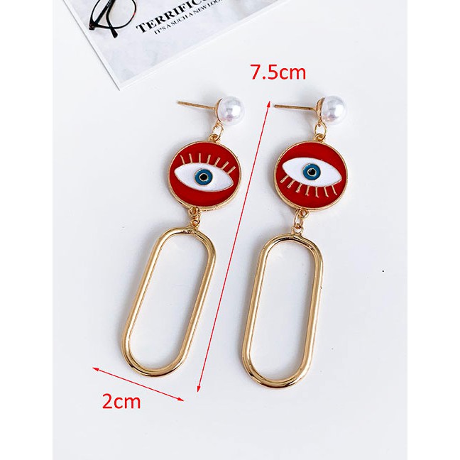 LRC Anting Tusuk Fashion Alloy Dripping Eye Oval Stud Earrings D96434