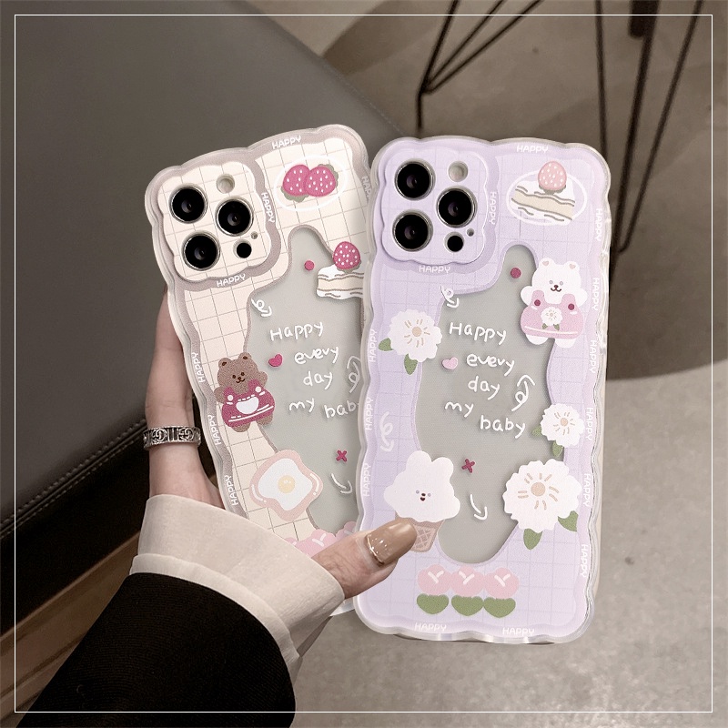 Soft Case Tpu Motif Beruang / Kelinci Untuk iPhone 11 12 13 pro Max 8plus 6 6s 8 7 plus X XR XS Max