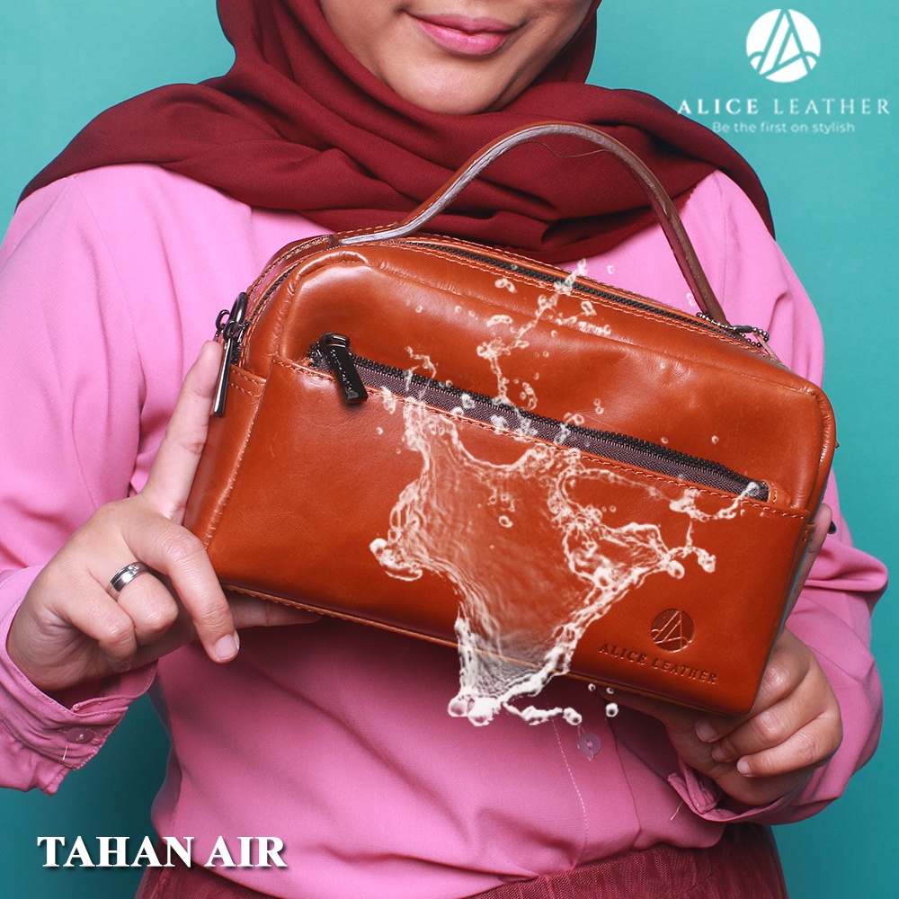 Tas Pouch Kulit Bag Clutch Bag Kulit Sapi Asli Pria Wanita Multifungsi VIOLETTA LEATHER Tas Wanita Shoulder Bag Lokal Bahan Kulit Sapi Asli AP01 GARANSI ORIGINAL