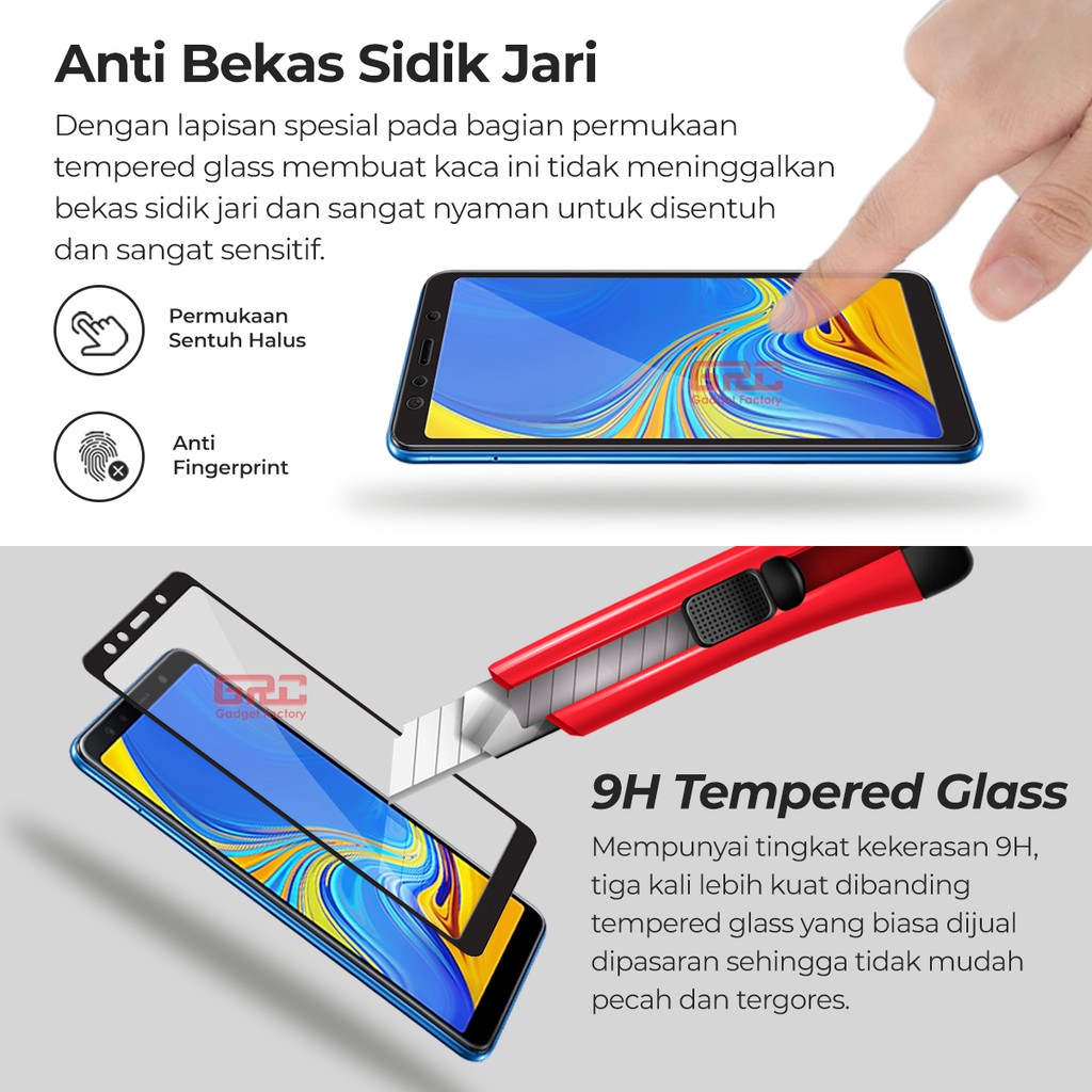 Tempered Glass SAMSUNG Galaxy A7 2018 HOGO Full Cover Anti Gores Kaca