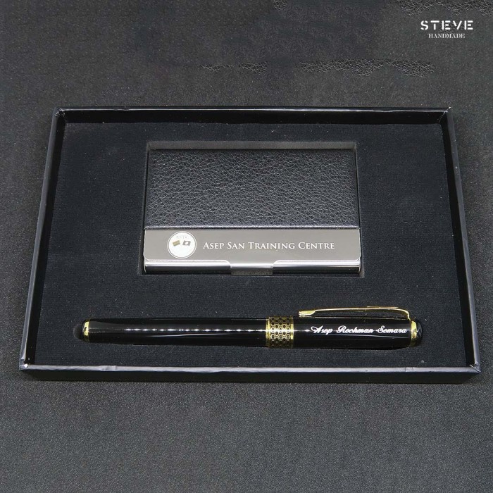 Gift Set Corporate Pen Name Card holder Tempat kartu Nama Souvenir