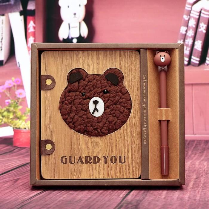 

Notebook LINE brown Cony buku tulis agenda diary fur bulu NB07