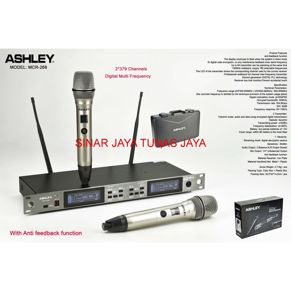 mic wireless ashley mcr 268 ashley mcr268 free koper handheld original