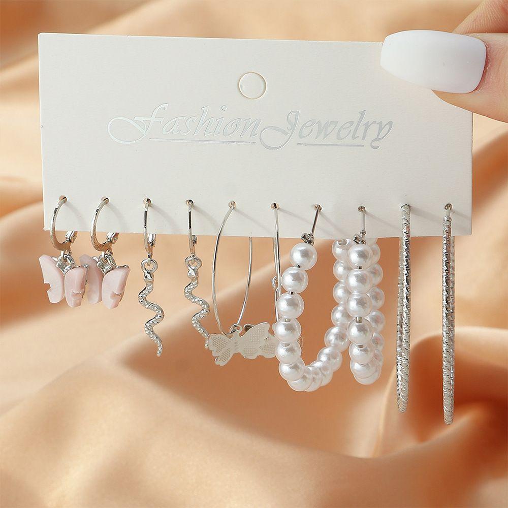 Lily Drop Earrings Set Fashion Hadiah Pesta Aksesoris Gadis Kreatif Anting Mutiara