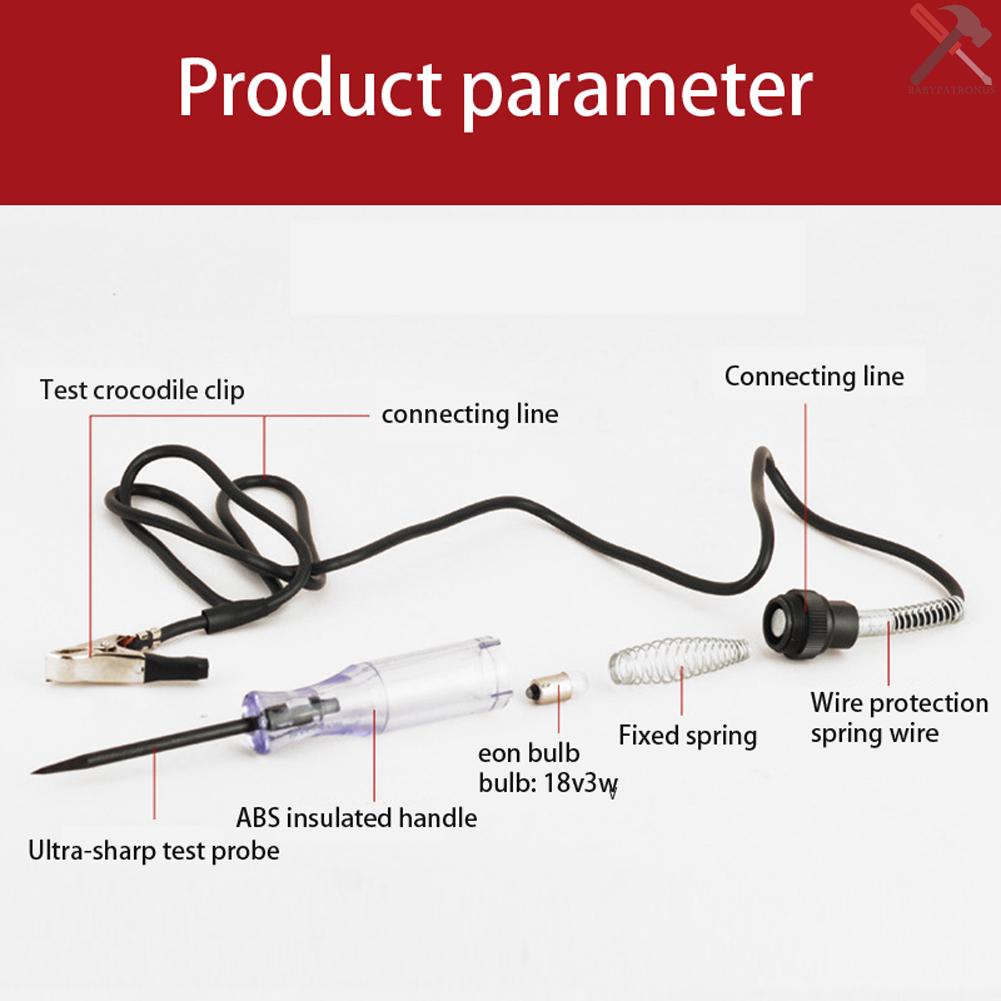 Pena Tester Sirkuit Listrik Digital Portabel 6v 12v 24v Dengan Kabel Pegas 2.8M Untuk Otomotif Mobil Truk