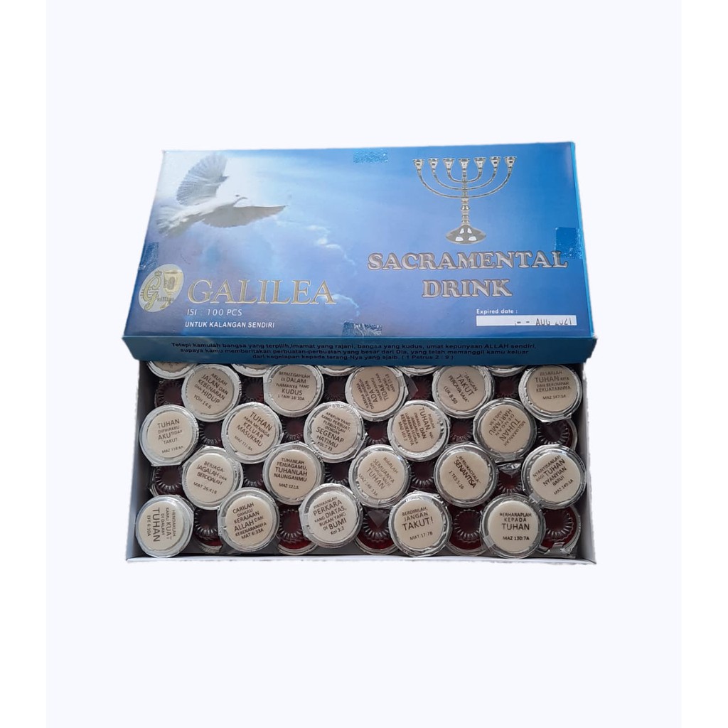 

Anggur Perjamuan Kudus dan Hosti Ayat dalam satu cup (dus) isi 100 pcs