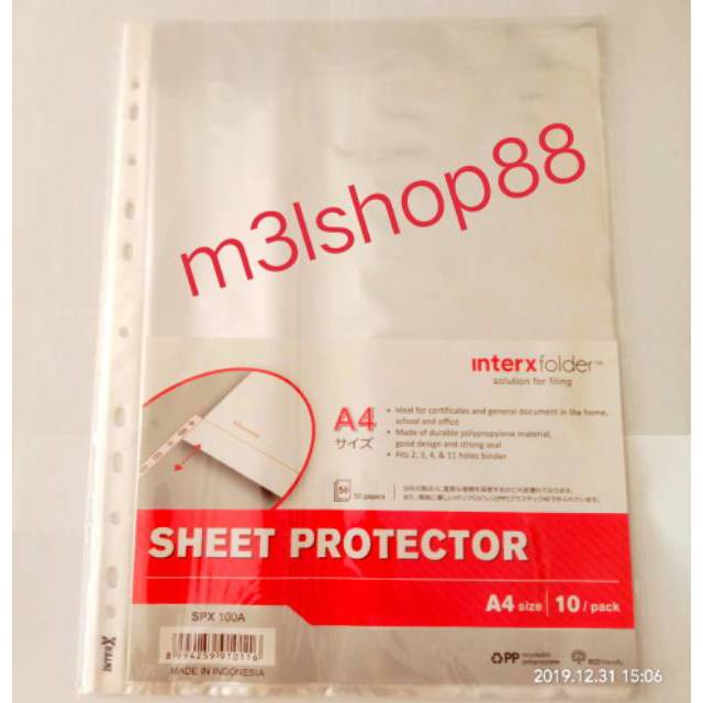 

Sheet protector A4 Inter x folder-10 lembar