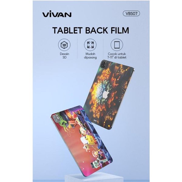 VIVAN Back Sticker 3D For iPad Tablet ukuran 7-11 inch TYPE BY REQUEST Anti Sidik Jari Tablet Back Film VBS07