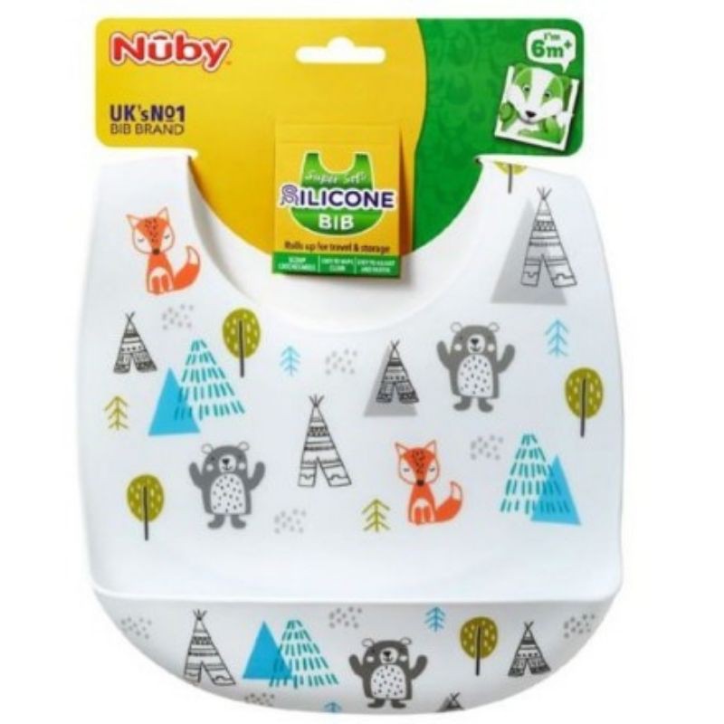 Nuby Silicone Bib Dino/Sloth/Bear/Regina Rex Celemek Bayi