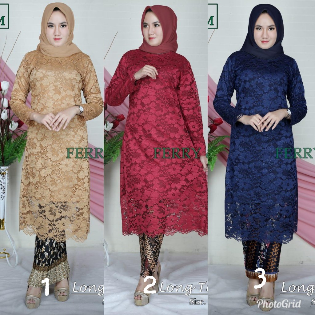 PROMO HARI INI....Setelan Kebaya Tunik Modern Brokat Aneka Pilihan Warna