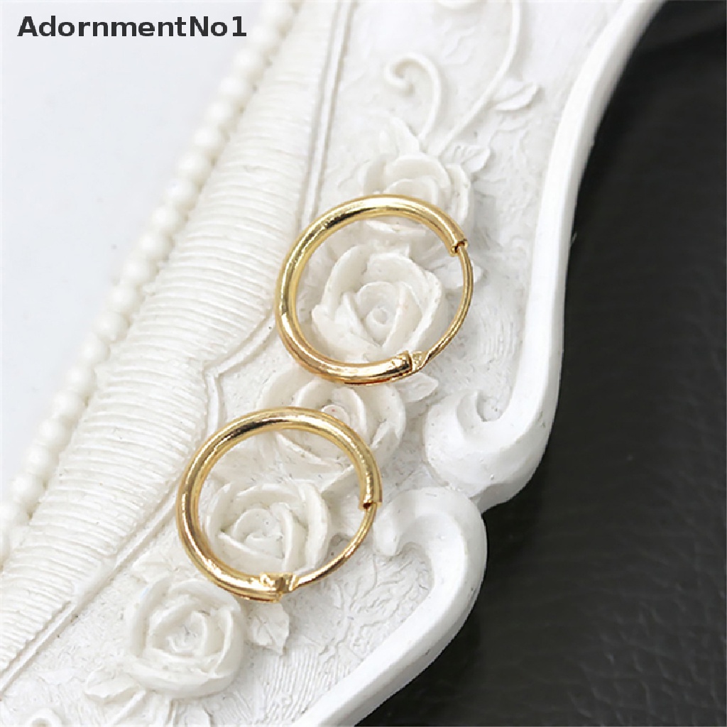 (AdornmentNo1) 2016 Anting Bulat Bahan Sterling Silver Warna Gold Untuk Hidung / Bibir / Telinga