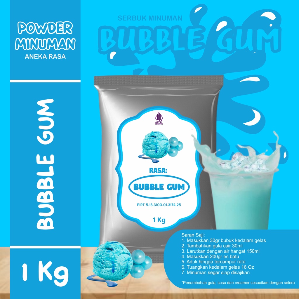 

Bubuk Serbuk Minuman 1kg Rasa Bubble Gum Blue Bubuk Minuman Kekinian Standar Instan Drink Bubble Gum Blue Flavor Powder Boba Drink