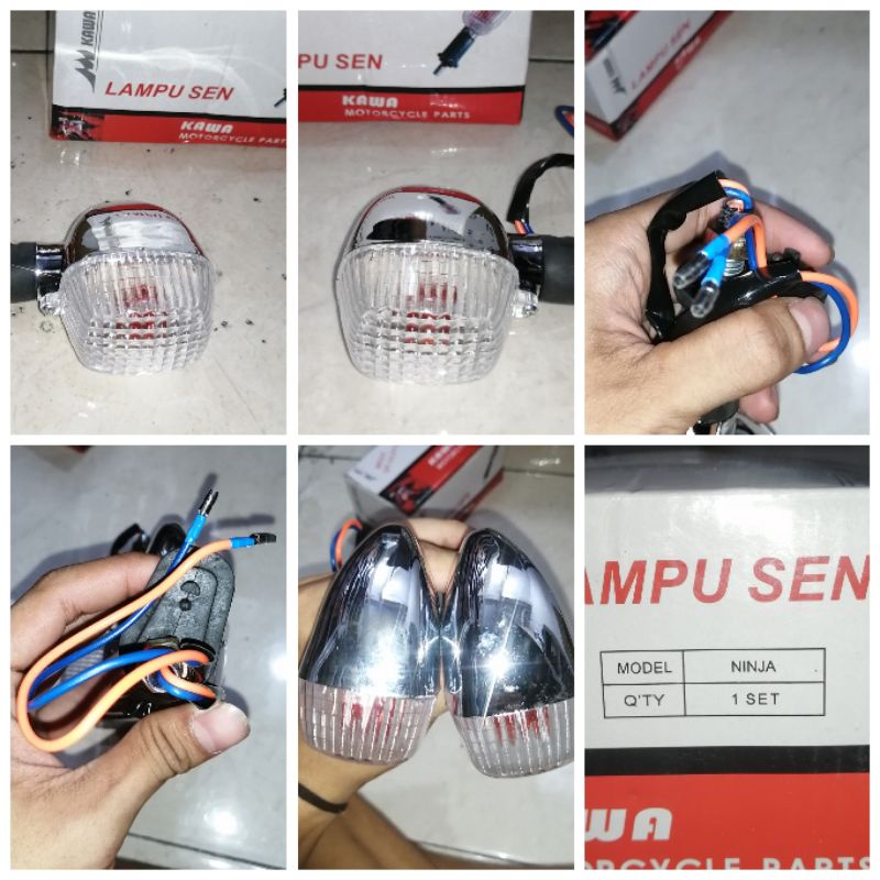 Lampu sen assy ninja 150 2tak chrome krom kawa