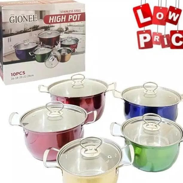 Panci Set Warna Gione Hight Pot Stainless Steel