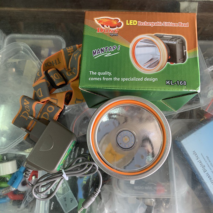 Senter Kepala Dony KL-168 Headlamp 10Watt Led 2 Baterai Cahaya Putih Kuning
