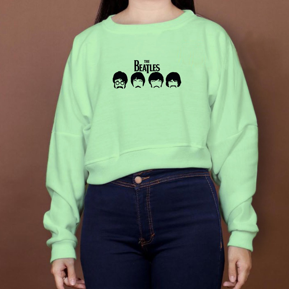 SWEATER WANITA CROP OVERSIZE THE BEATLES SWEATER - ATASAN KEKINIAN TERLARIS