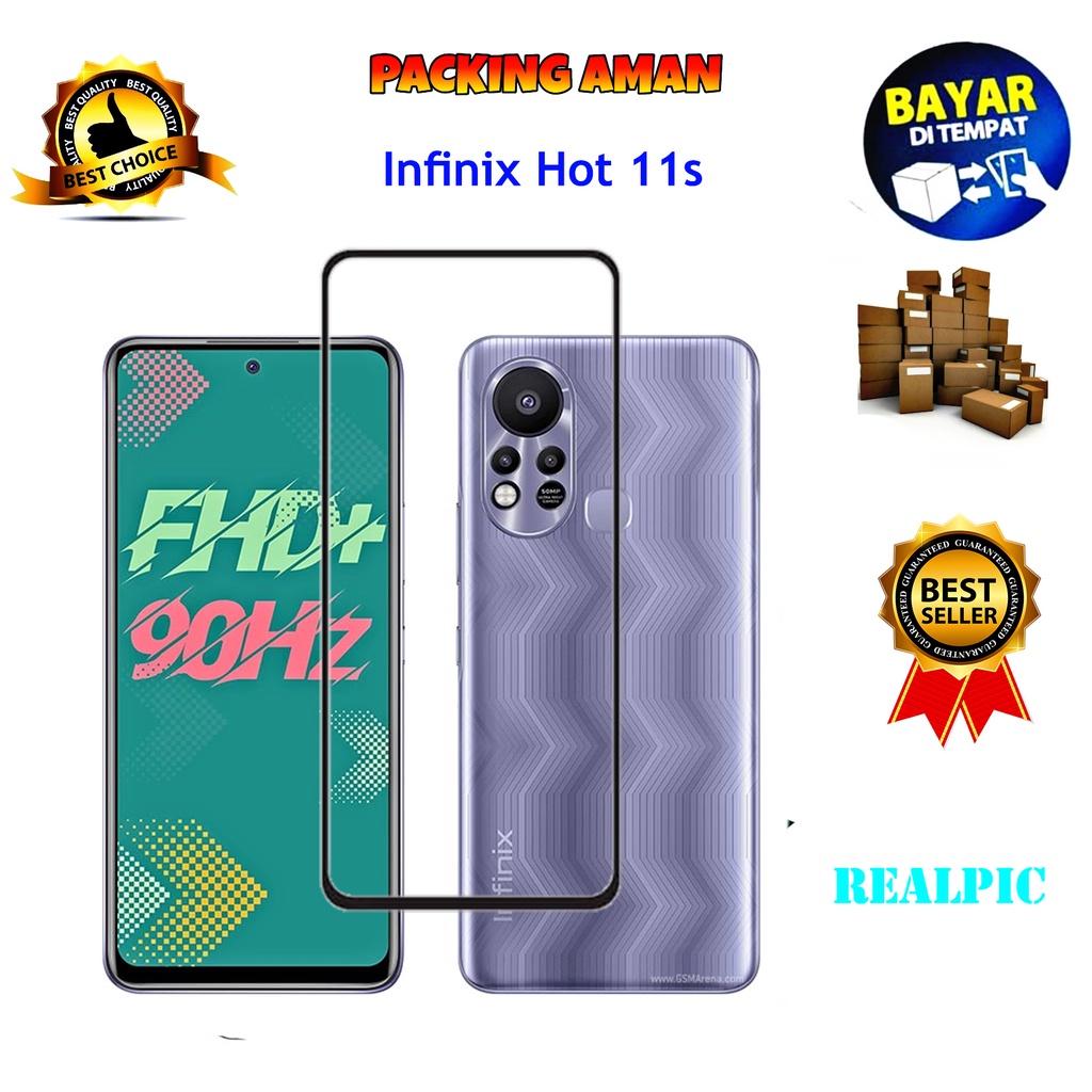 Tempered Glass Infinix Hot 11S NFC Full Cover / Full Screen Protector Anti Gores