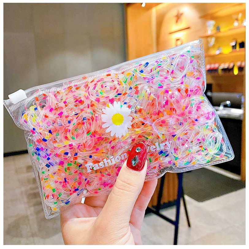 (27AN.ID) 500PCS Ikat Rambut H209 Ikat Rambut Karet Korea Wanita Warna Polos Gaya Korea Untuk Anak Perempuan-8