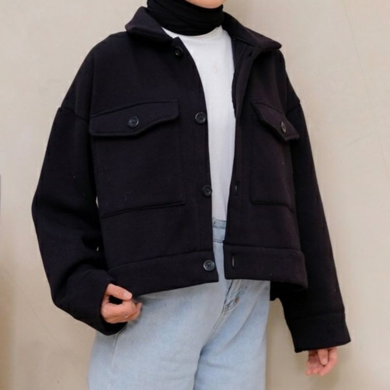 Gena jaket-Jaket wanita-Jaket crop-Atasan wanita-outerware