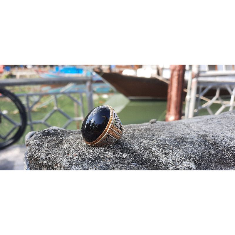 cincin batu akik kecubung api atau yaman wulung,bersih ring perak murni tempah