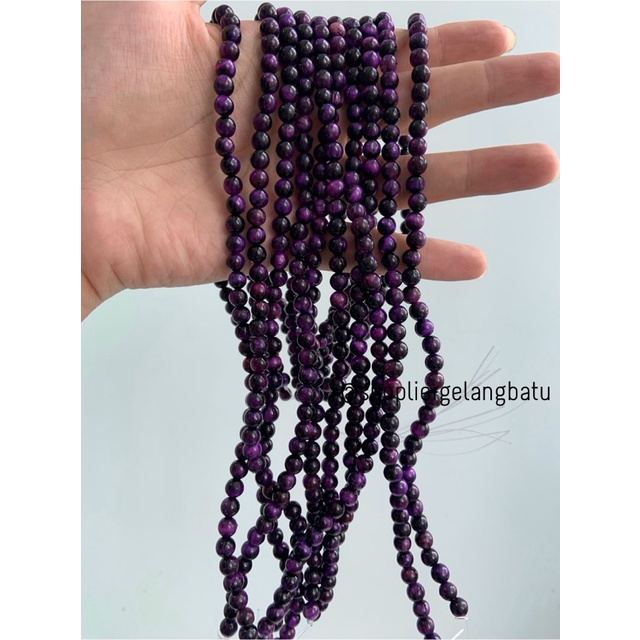 tiger eye ungu 6mm purple biduri sepah bahan manik batu alam natural